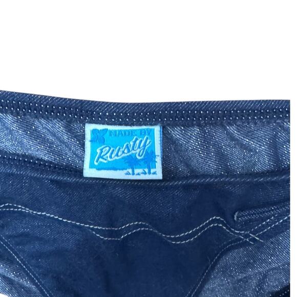 Rusty Faux Denim Bikini Bottoms Vintage Y2K M - Picture 2 of 4